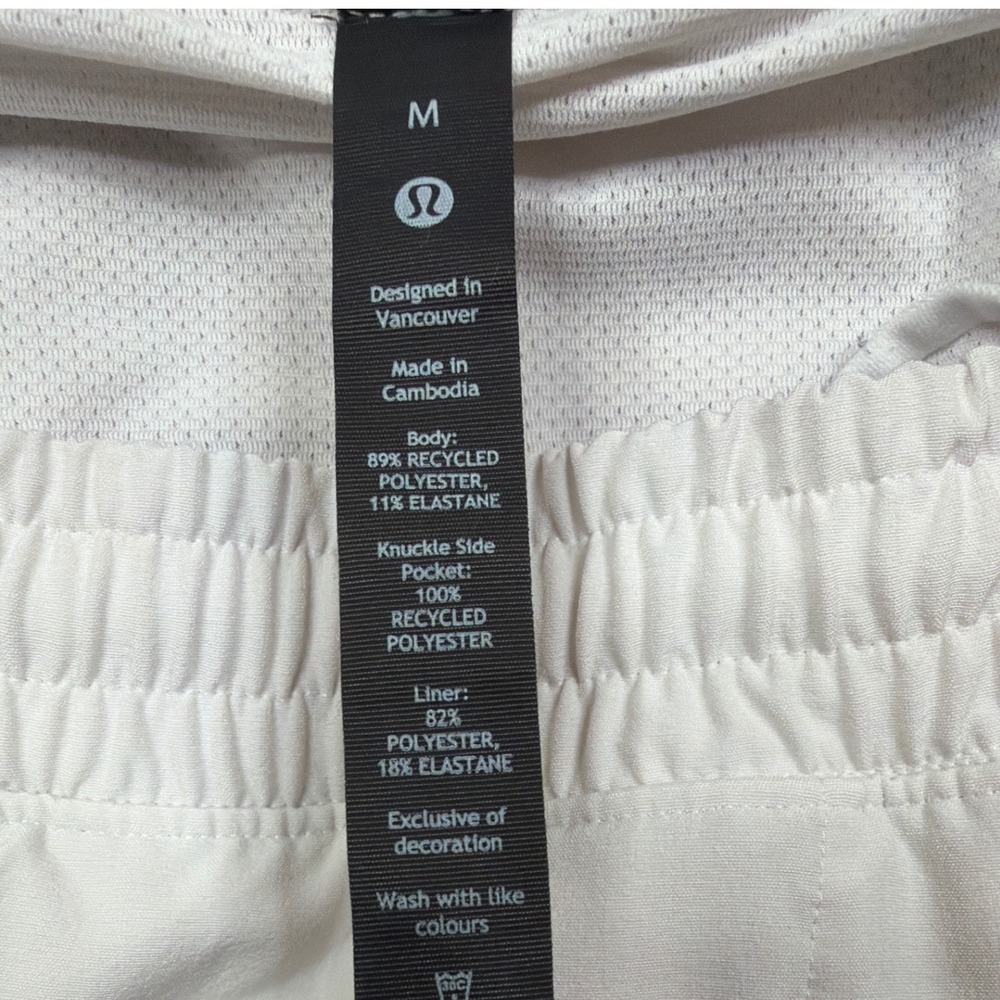 Lululemon Mens Pace Breaker Lined Shorts White Size M 5 Inch Inseam Running Gym - Picture 7 of 10